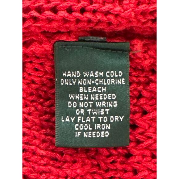 Lauren Ralph Lauren Open Knit Sweater Top PXS Red Short Sleeve Preppy Streetwear - Picture 7 of 11